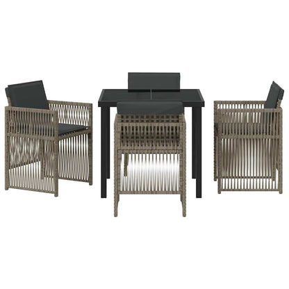 Set da Pranzo per Giardino 5 pcs Grigio Poly Rattan - homemem39