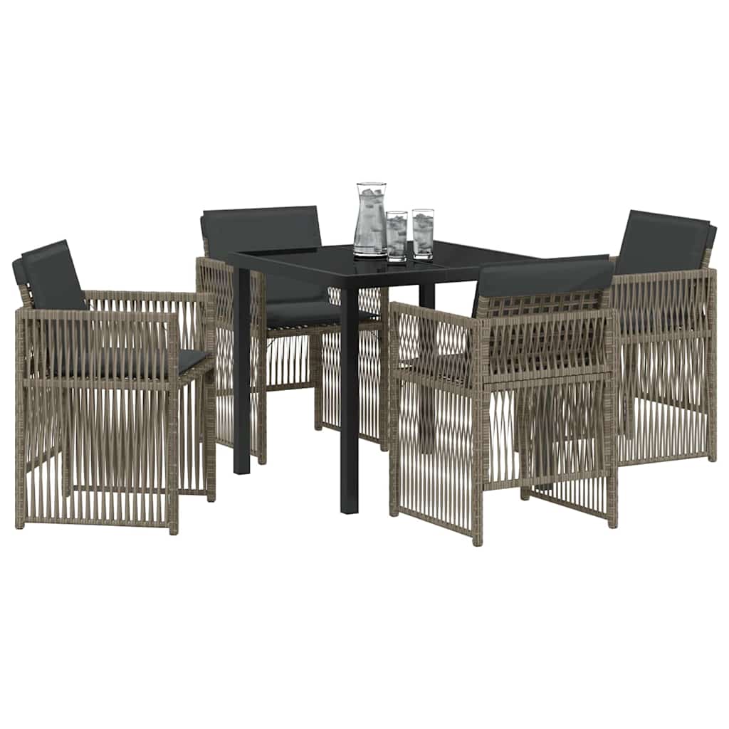 Set da Pranzo per Giardino 5 pcs Grigio Poly Rattan - homemem39
