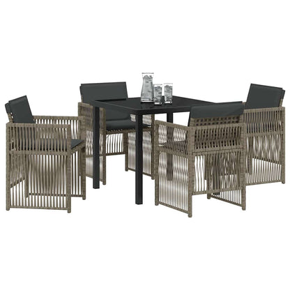 Set da Pranzo per Giardino 5 pcs Grigio Poly Rattan - homemem39