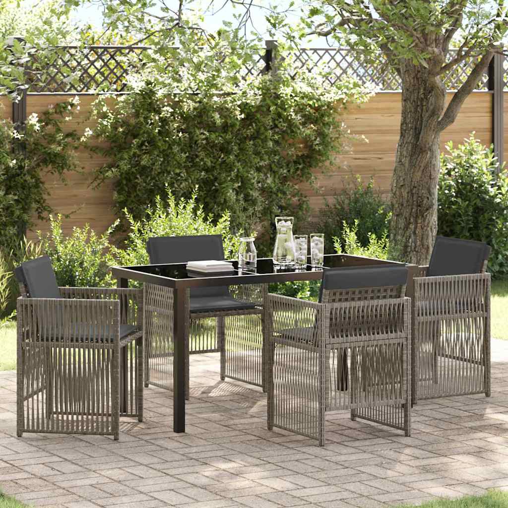 Set da Pranzo per Giardino 5 pcs Grigio Poly Rattan - homemem39