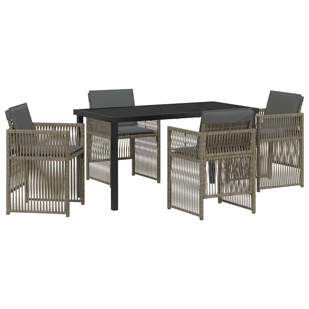 Set da Pranzo per Giardino 5 pcs Grigio Poly Rattan - homemem39