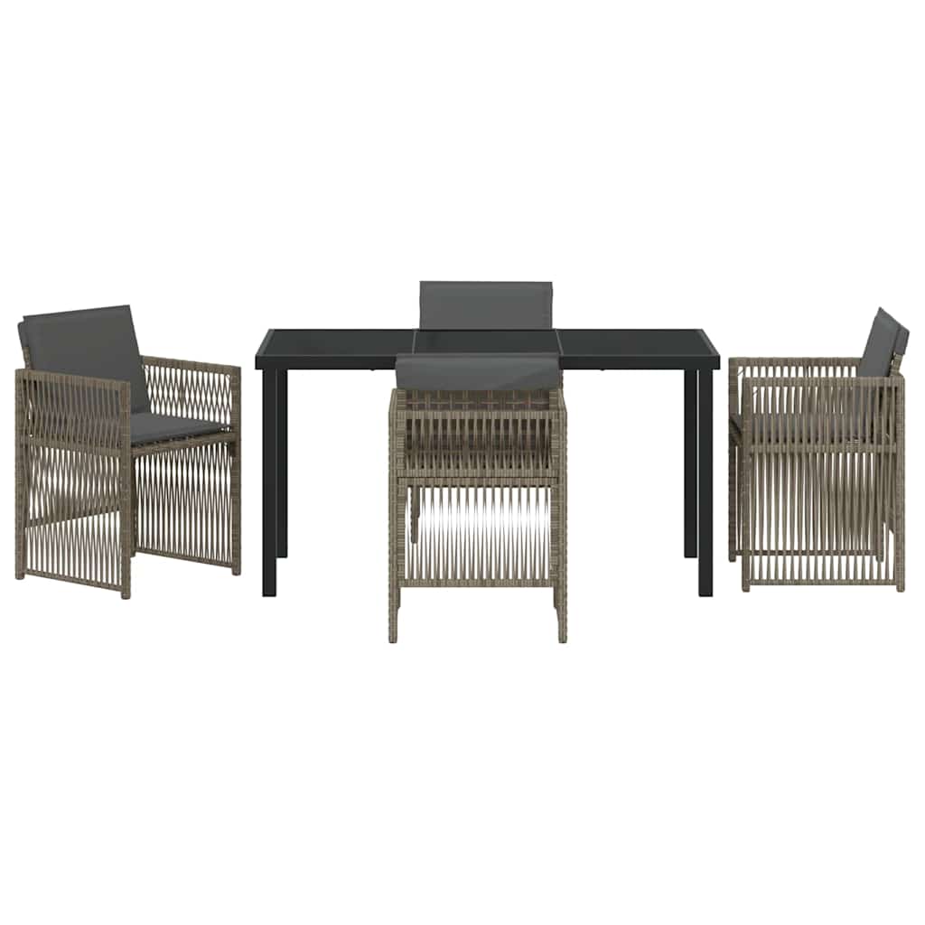 Set da Pranzo per Giardino 5 pcs Grigio Poly Rattan - homemem39