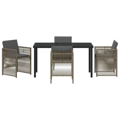 Set da Pranzo per Giardino 5 pcs Grigio Poly Rattan - homemem39