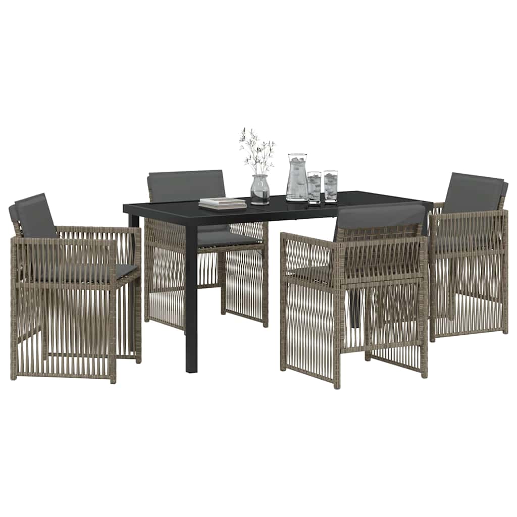 Set da Pranzo per Giardino 5 pcs Grigio Poly Rattan - homemem39