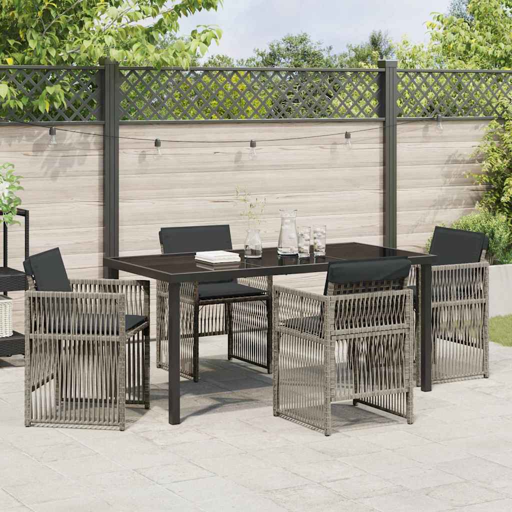 Set da Pranzo per Giardino 5 pcs Grigio Poly Rattan - homemem39