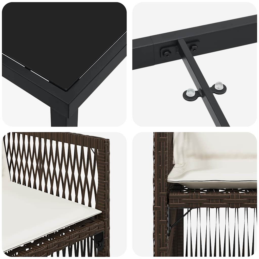 Set da Pranzo per Giardino 5 pcs Marrone Poly Rattan - homemem39