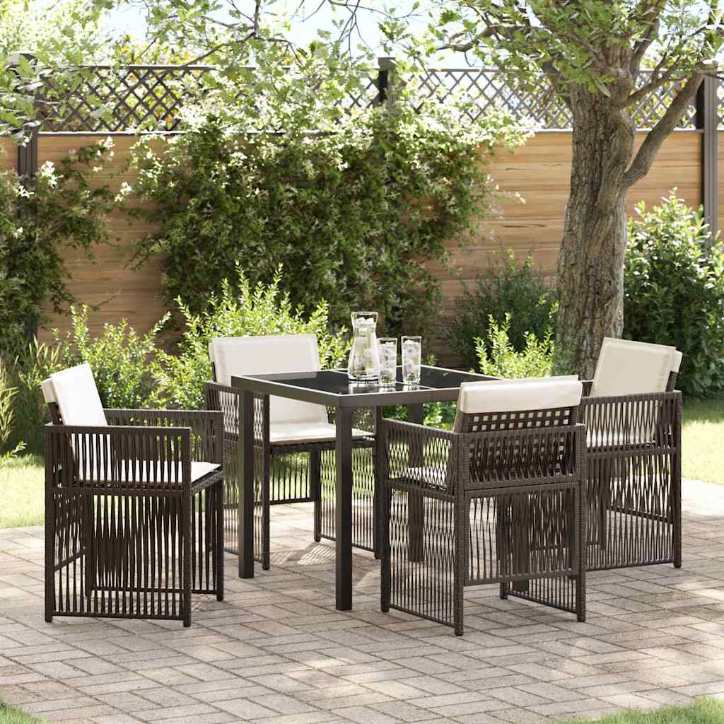 Set da Pranzo per Giardino 5 pcs Marrone Poly Rattan - homemem39