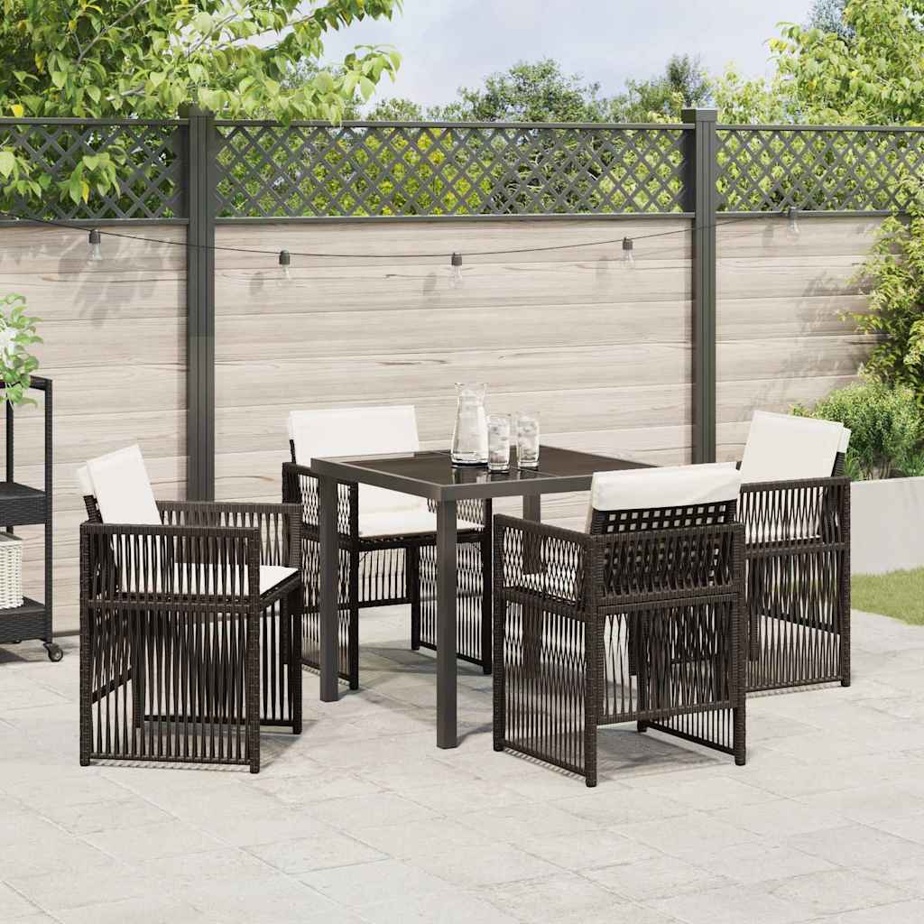 Set da Pranzo per Giardino 5 pcs Marrone Poly Rattan - homemem39