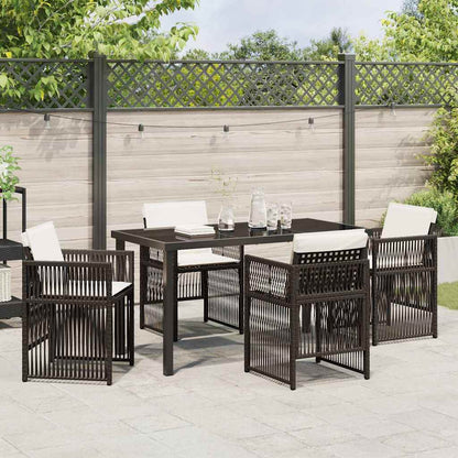 Set da Pranzo per Giardino 5 pcs Marrone Poly Rattan - homemem39