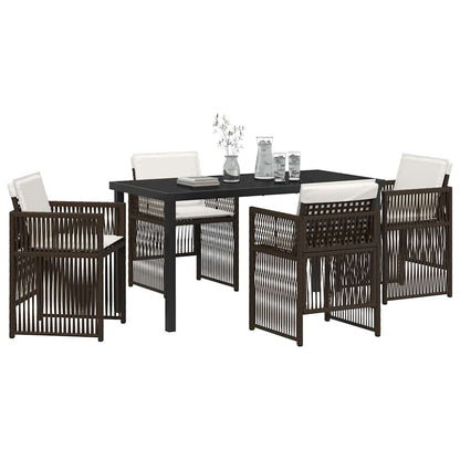 Set da Pranzo per Giardino 5 pcs Marrone Poly Rattan - homemem39