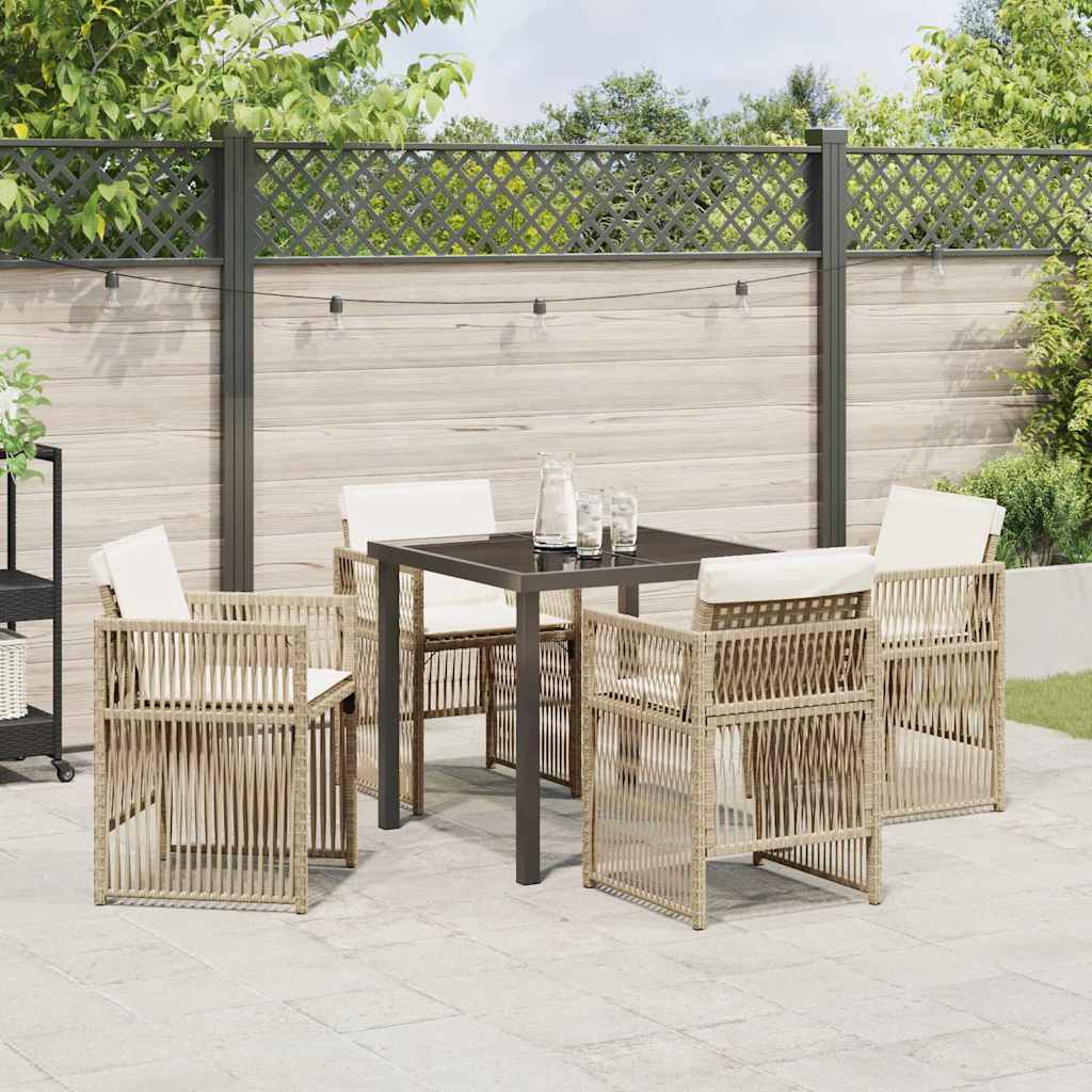Set da Pranzo per Giardino 5 pcs Beige Poly Rattan - homemem39