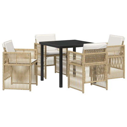 Set da Pranzo per Giardino 5 pcs Beige Poly Rattan - homemem39