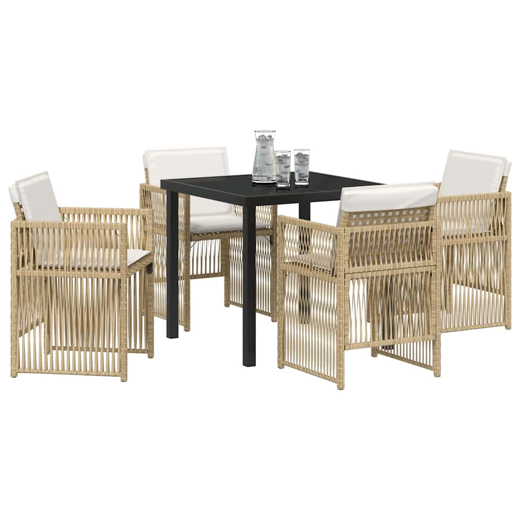 Set da Pranzo per Giardino 5 pcs Beige Poly Rattan - homemem39