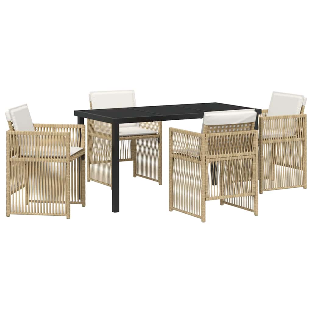 Set da Pranzo per Giardino 5 pcs Beige Poly Rattan - homemem39