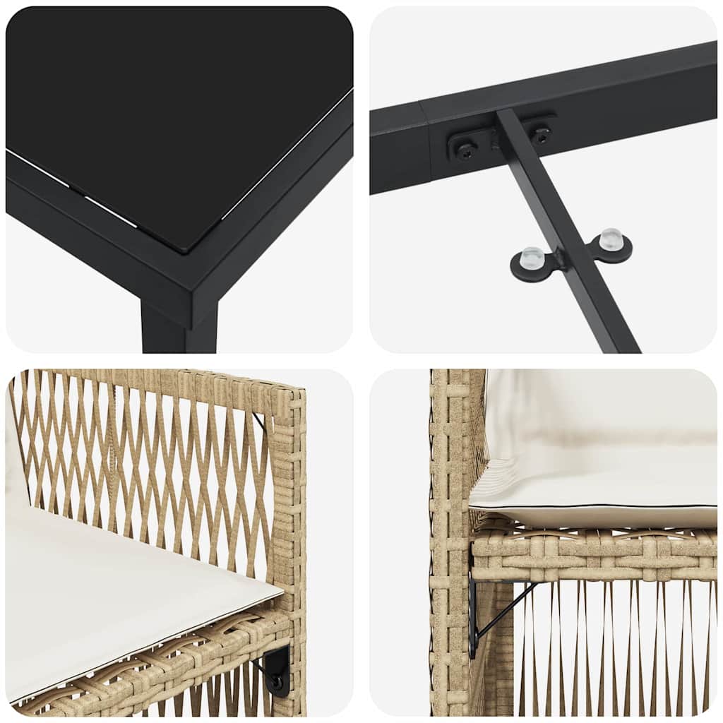 Set da Pranzo per Giardino 5 pcs Beige Poly Rattan - homemem39