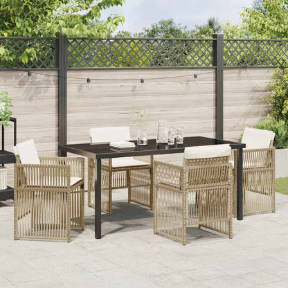 Set da Pranzo per Giardino 5 pcs Beige Poly Rattan - homemem39