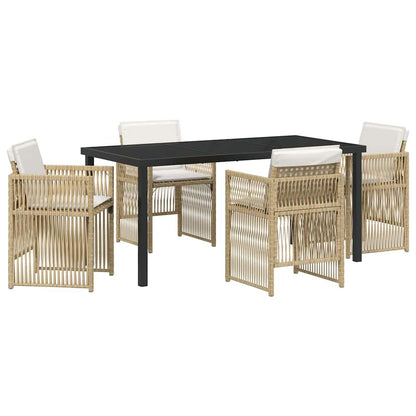 Set da Pranzo per Giardino 5 pcs Beige Poly Rattan - homemem39