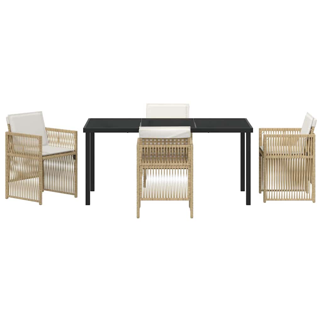 Set da Pranzo per Giardino 5 pcs Beige Poly Rattan - homemem39
