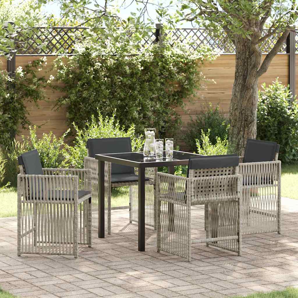 Set da Pranzo per Giardino 5 pcs Grigio chiaro Poly Rattan - homemem39