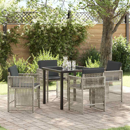 Set da Pranzo per Giardino 5 pcs Grigio chiaro Poly Rattan - homemem39