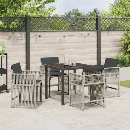 Set da Pranzo per Giardino 5 pcs Grigio chiaro Poly Rattan - homemem39