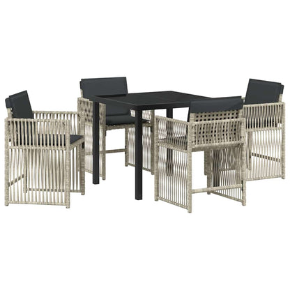 Set da Pranzo per Giardino 5 pcs Grigio chiaro Poly Rattan - homemem39