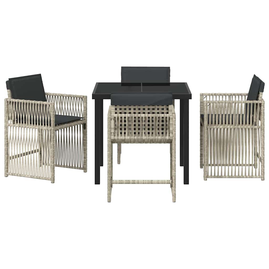 Set da Pranzo per Giardino 5 pcs Grigio chiaro Poly Rattan - homemem39