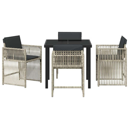 Set da Pranzo per Giardino 5 pcs Grigio chiaro Poly Rattan - homemem39