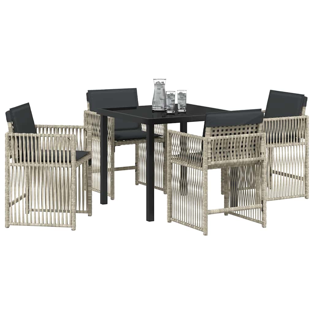 Set da Pranzo per Giardino 5 pcs Grigio chiaro Poly Rattan - homemem39