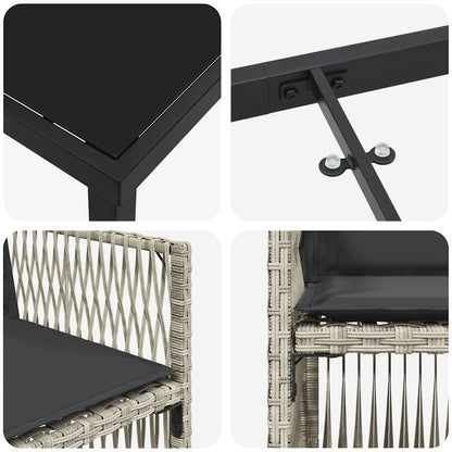 Set da Pranzo per Giardino 5 pcs Grigio chiaro Poly Rattan - homemem39