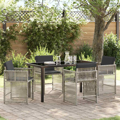 Set da Pranzo per Giardino 5 pcs Grigio chiaro Poly Rattan - homemem39