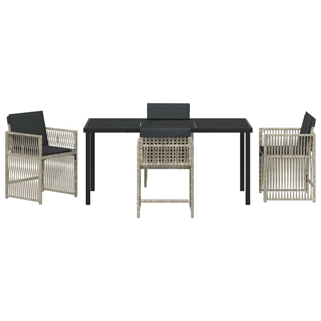 Set da Pranzo per Giardino 5 pcs Grigio chiaro Poly Rattan - homemem39