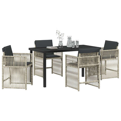 Set da Pranzo per Giardino 5 pcs Grigio chiaro Poly Rattan - homemem39