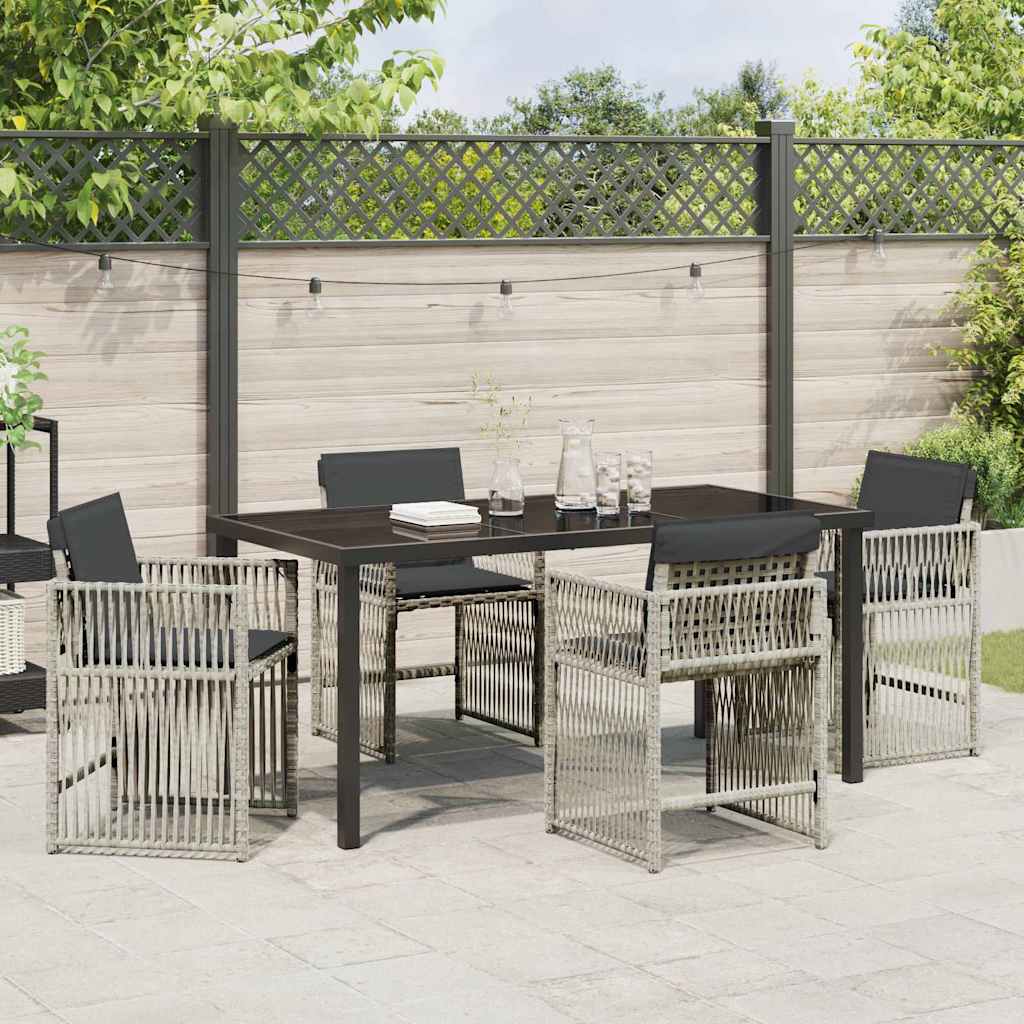 Set da Pranzo per Giardino 5 pcs Grigio chiaro Poly Rattan - homemem39