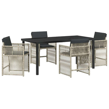 Set da Pranzo per Giardino 5 pcs Grigio chiaro Poly Rattan - homemem39