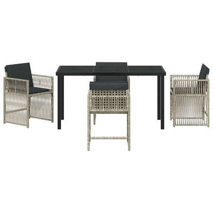 Set da Pranzo per Giardino 5 pcs Grigio chiaro Poly Rattan - homemem39