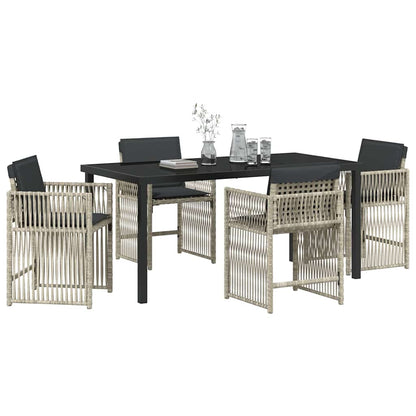 Set da Pranzo per Giardino 5 pcs Grigio chiaro Poly Rattan - homemem39