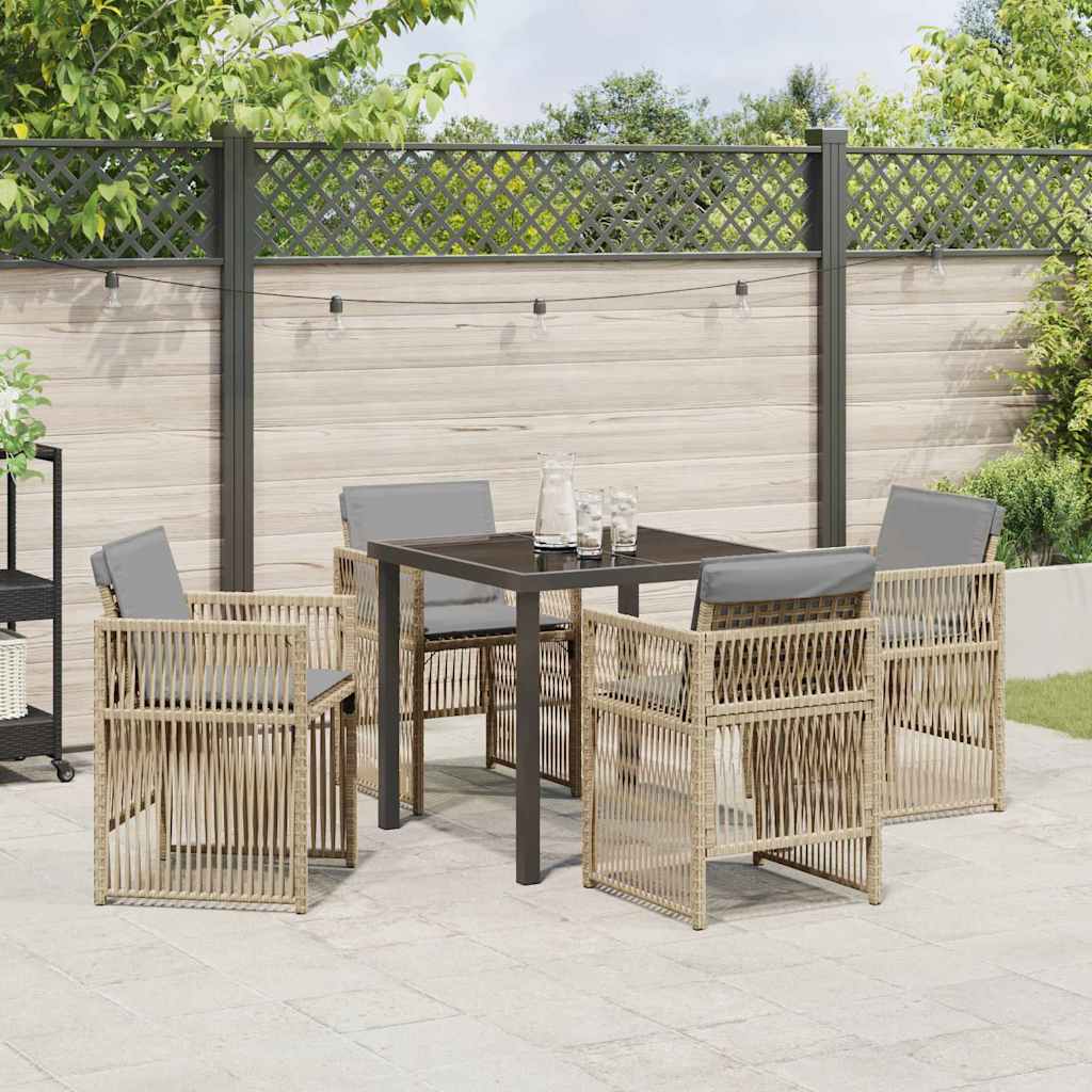 Set da Pranzo per Giardino 5 pcs Beige Poly Rattan - homemem39