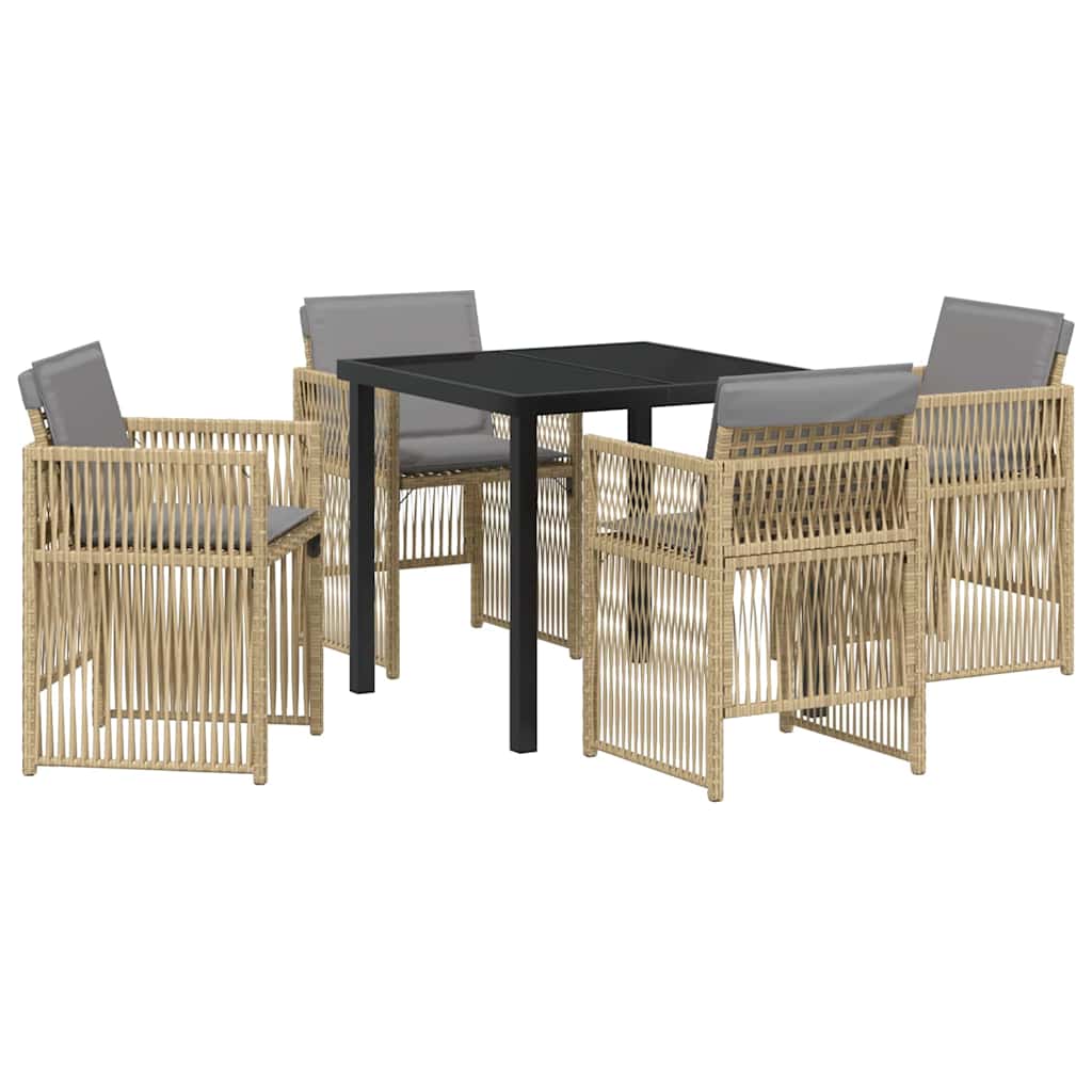 Set da Pranzo per Giardino 5 pcs Beige Poly Rattan - homemem39
