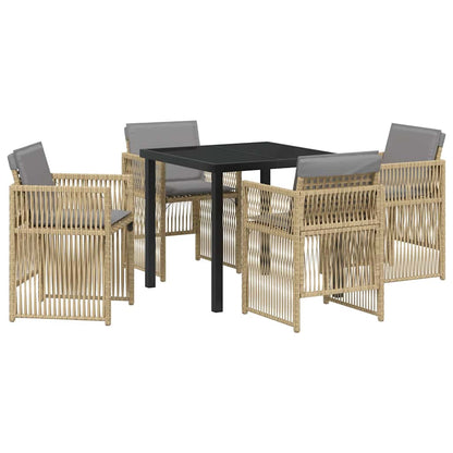 Set da Pranzo per Giardino 5 pcs Beige Poly Rattan - homemem39