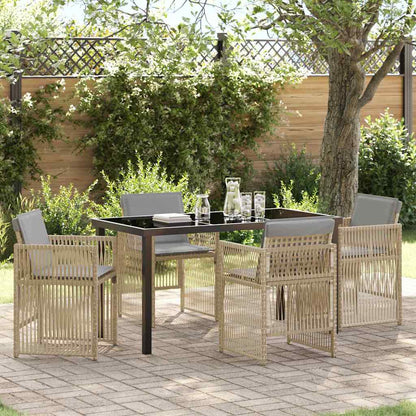 Set da Pranzo per Giardino 5 pcs Beige Poly Rattan - homemem39