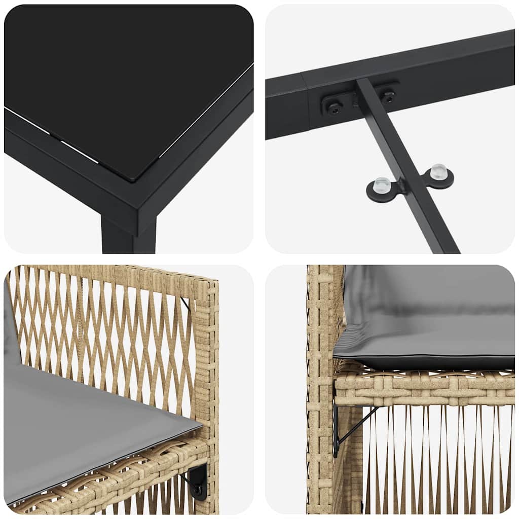 Set da Pranzo per Giardino 5 pcs Beige Poly Rattan - homemem39