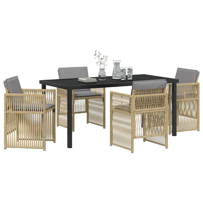 Set da Pranzo per Giardino 5 pcs Beige Poly Rattan - homemem39
