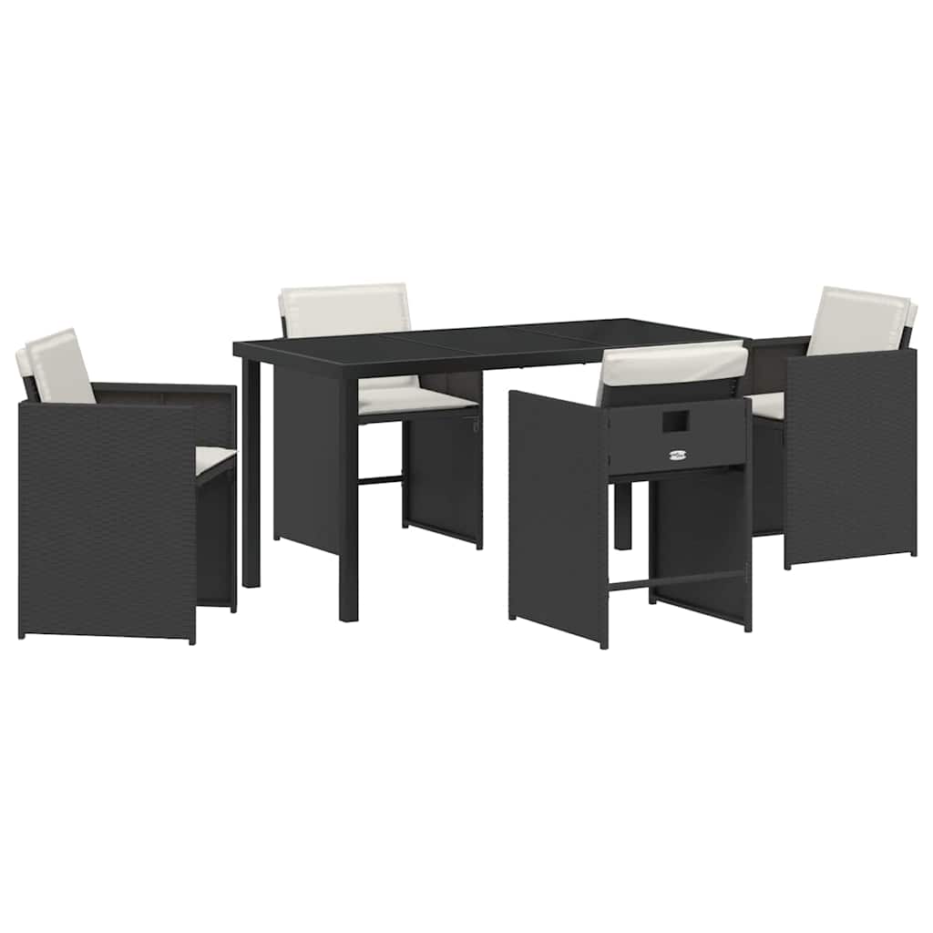 Set da Pranzo per Giardino 5 pcs Nero polyrattan - homemem39