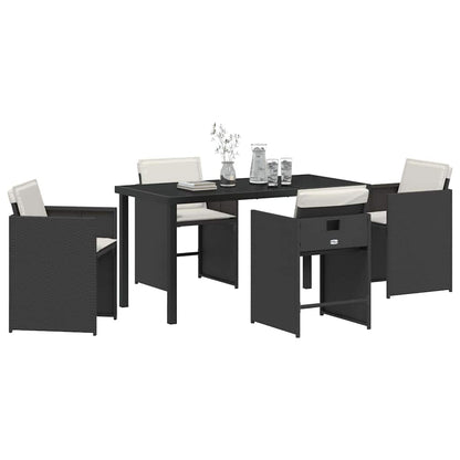 Set da Pranzo per Giardino 5 pcs Nero polyrattan - homemem39