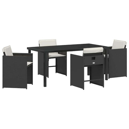 Set da Pranzo per Giardino 5 pcs Nero polyrattan - homemem39