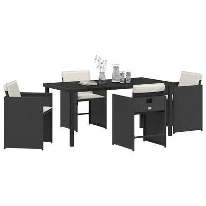Set da Pranzo per Giardino 5 pcs Nero polyrattan - homemem39
