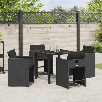 Set da Pranzo per Giardino 5 pcs Nero polyrattan - homemem39