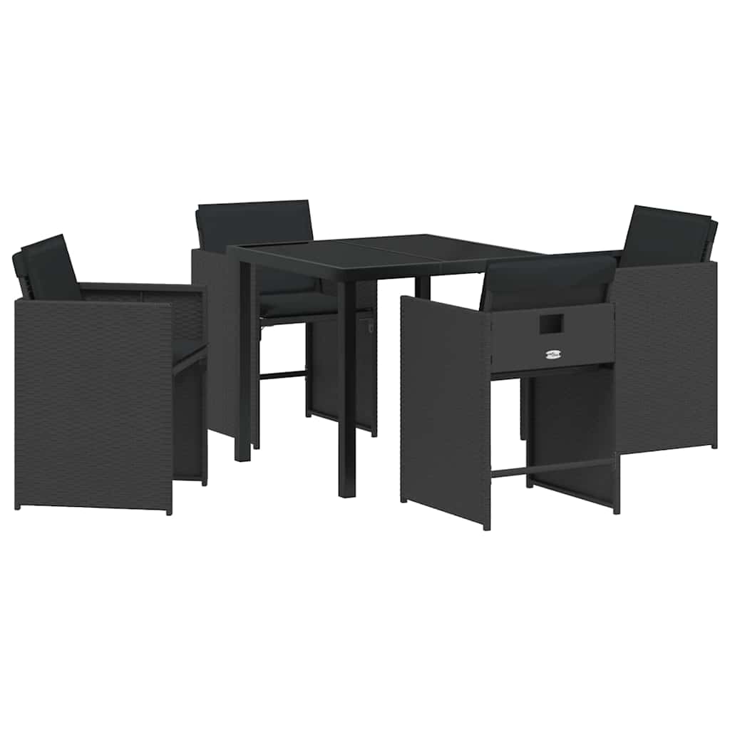 Set da Pranzo per Giardino 5 pcs Nero polyrattan - homemem39