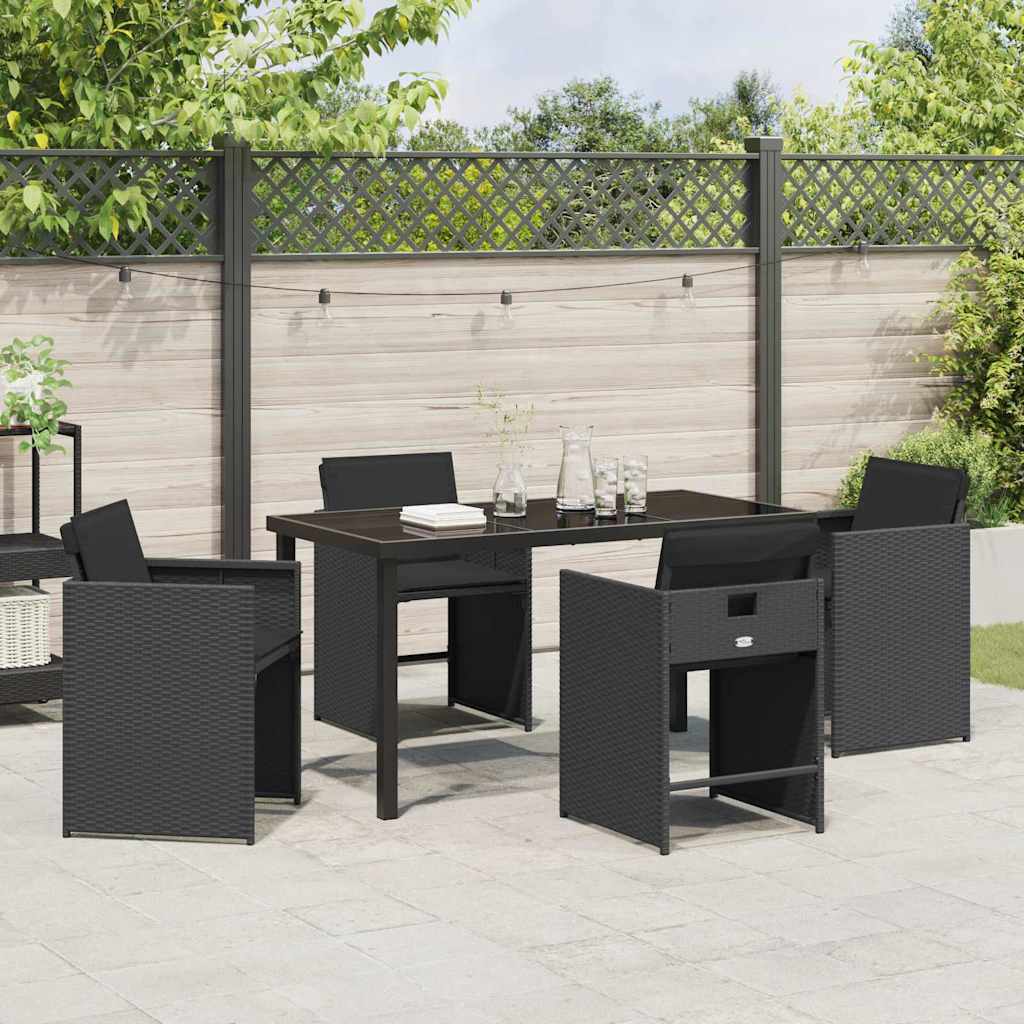 Set da Pranzo per Giardino 5 pcs Nero polyrattan - homemem39